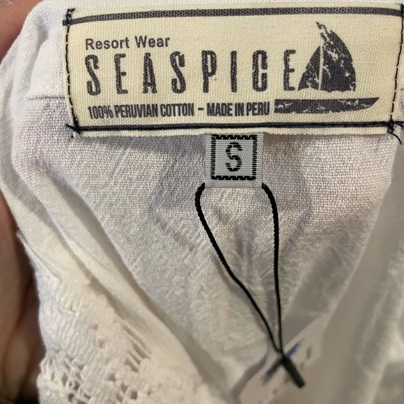 NWT Seaspice Dulce' Long Sleeve Mini Cotton Cover Up Dress Small - Picture 7 of 11